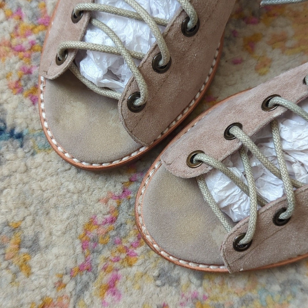Jeffrey Campbell Cors Suede Leather Lace Up Peep Toe Ankle Booties Light Grey 9 - Picture 3 of 16